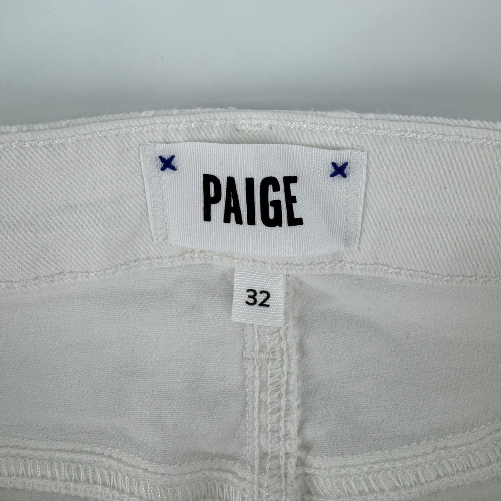 PAIGE Sarah Slim White Jeans‎ Women's Size 32 Distressed Stretch Denim - Picture 6 of 8